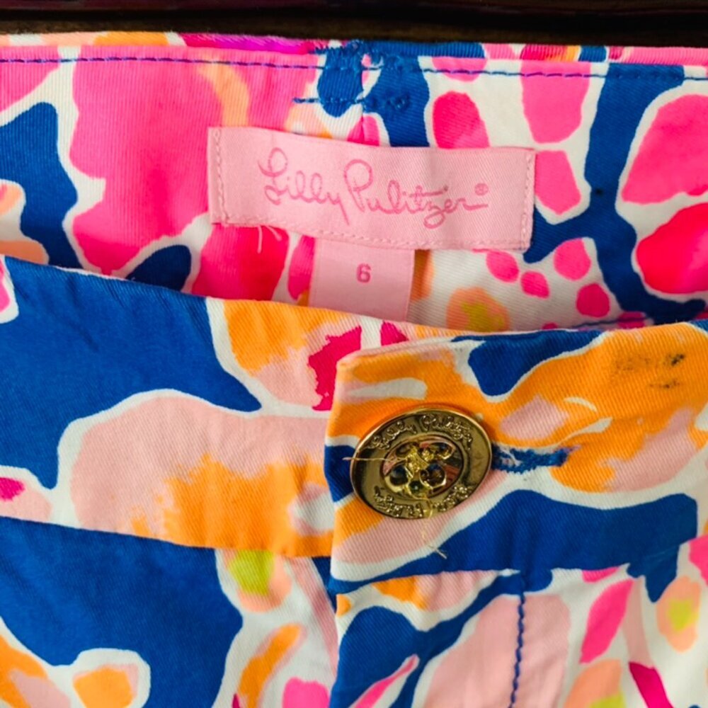 Lilly Pulitzer Pants Womens Size 6 Pink Blue Callahan Chino Catch And Release View 2
